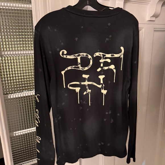 Ed Hardy X Christian Audigier Long Sleeve Black Splatter Tee Shirt Sz Small - Picture 3 of 11